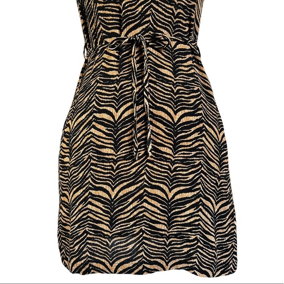 Aila blue tiger zebra animal striped gauzy mini dress. Size S - Picture 3 of 15